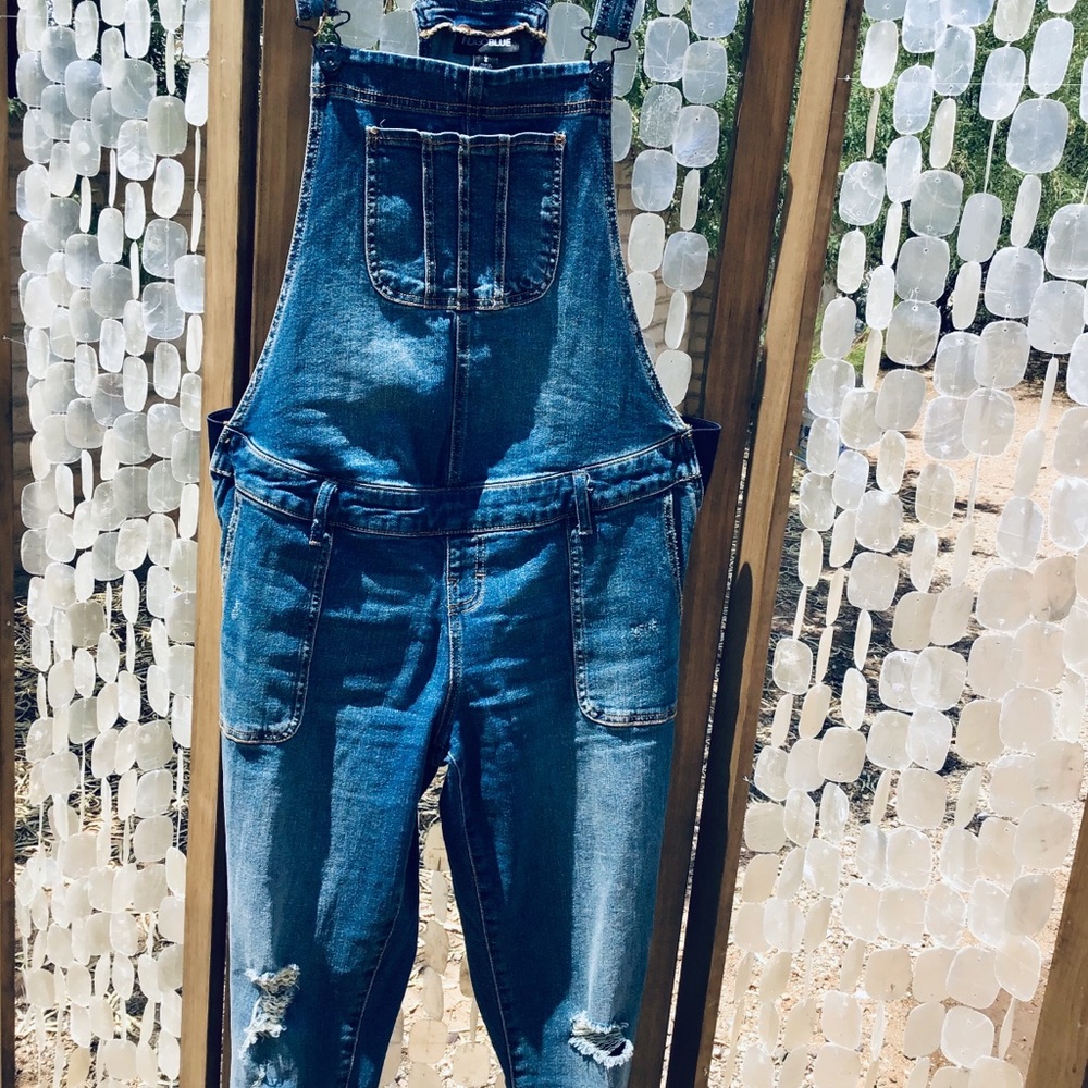 Indigo Blue Distressed Maternity Overalls